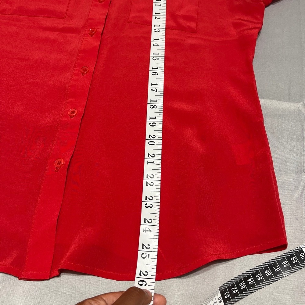 Wyatt 100%Silk Red Button Up Blouse Office Quiet Luxury Old Money Classic  Top S - Picture 7 of 7